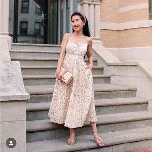 [J Crew] smocked pleated midi dress